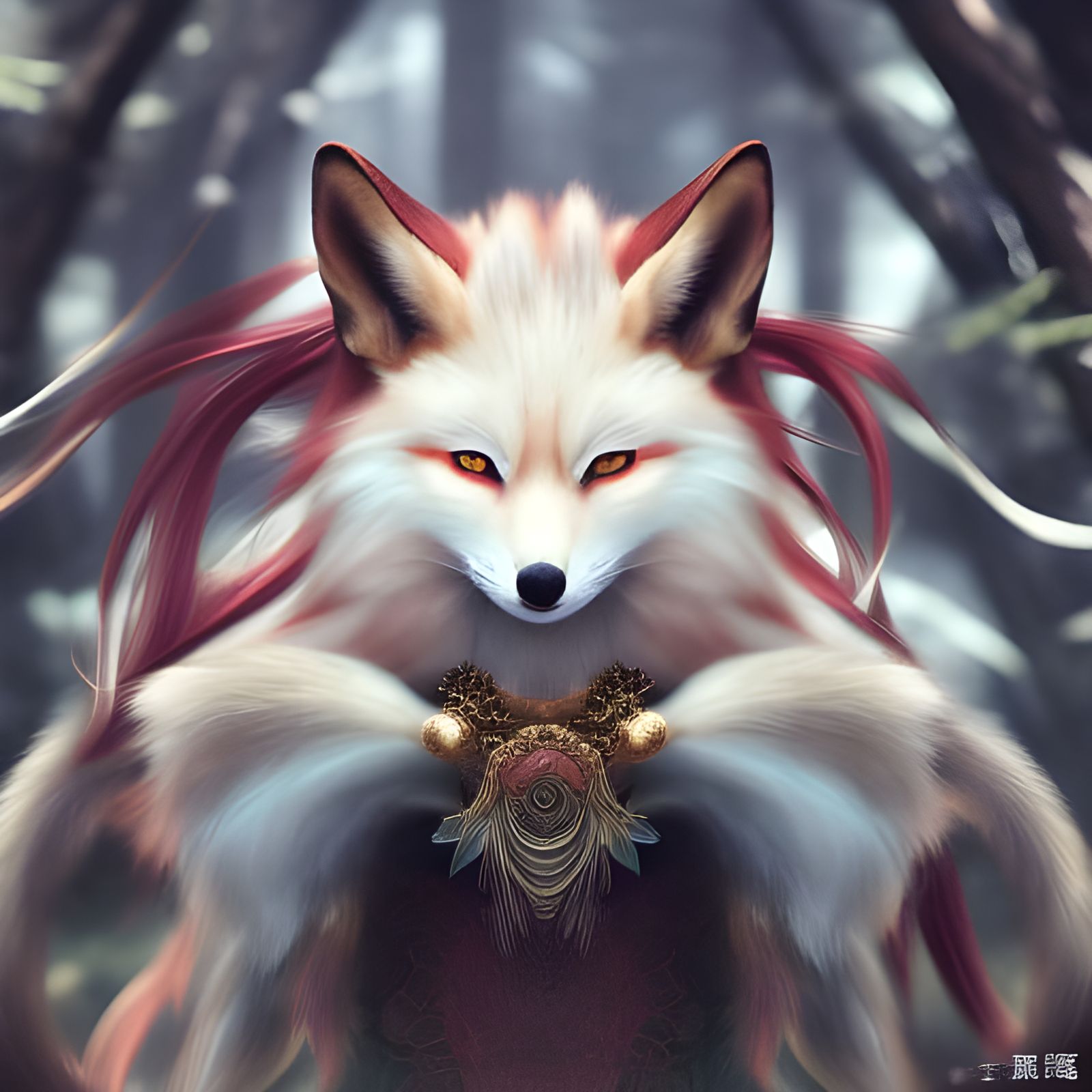 Fox Deity Portrait in Anime Style