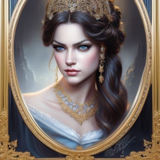 Hyperrealistic Princess Belle Portrait in Digital Art Style
