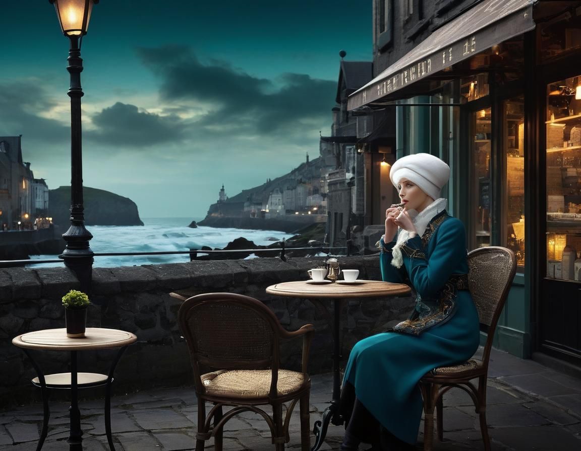 Anthropomorphic Creature Listening to the Sea, Detailed Desi...