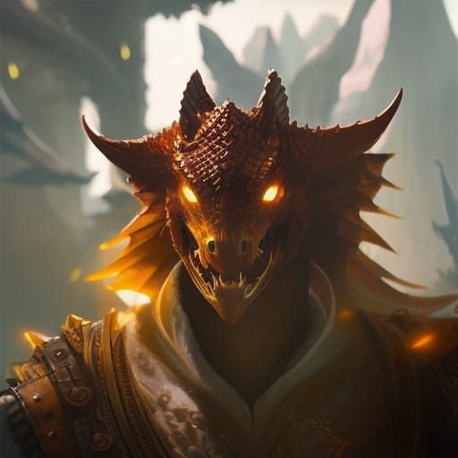 Dragonborn Portrait in Digital Fantasy Art Style