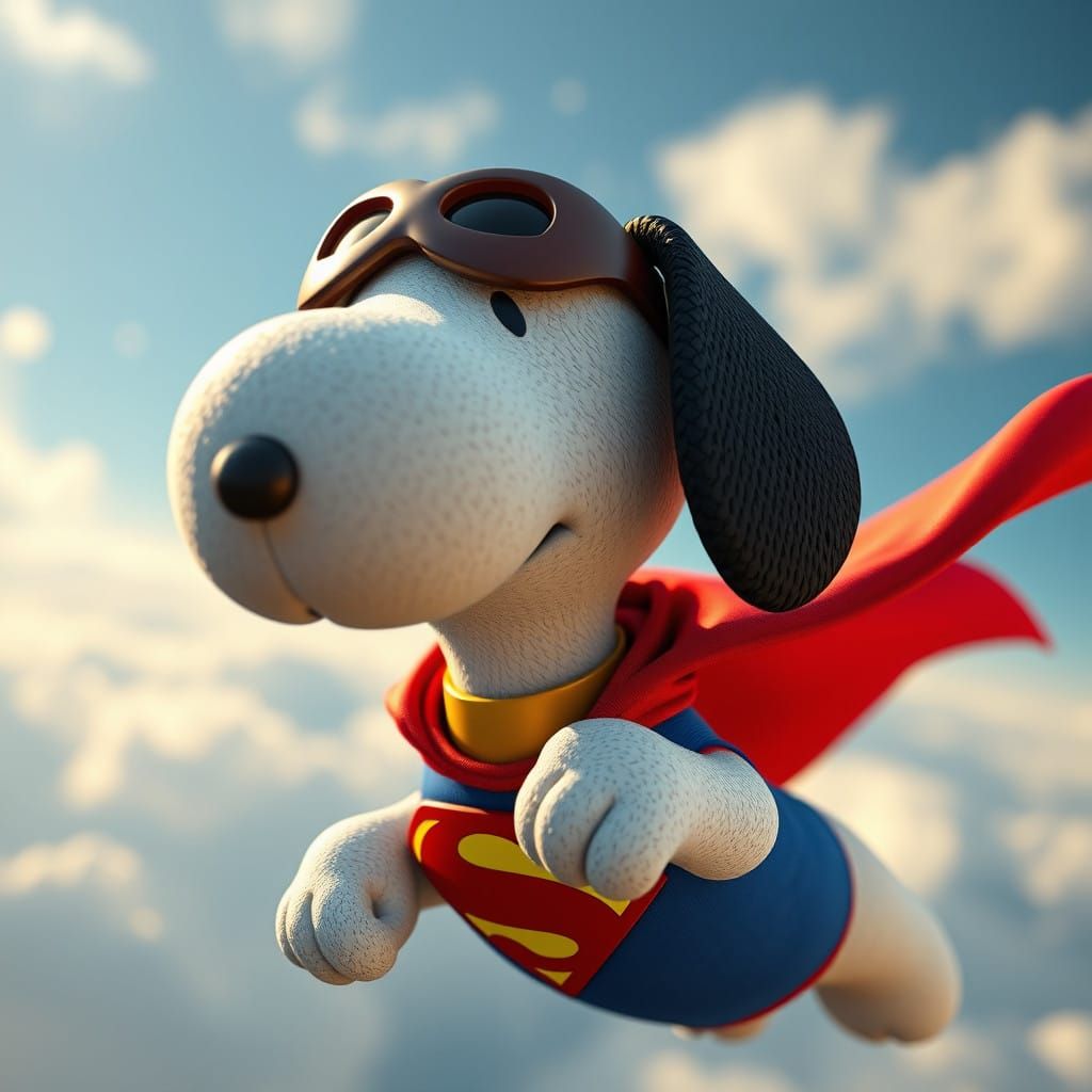 Surrealistic Snoopy in Epic 3D Flight