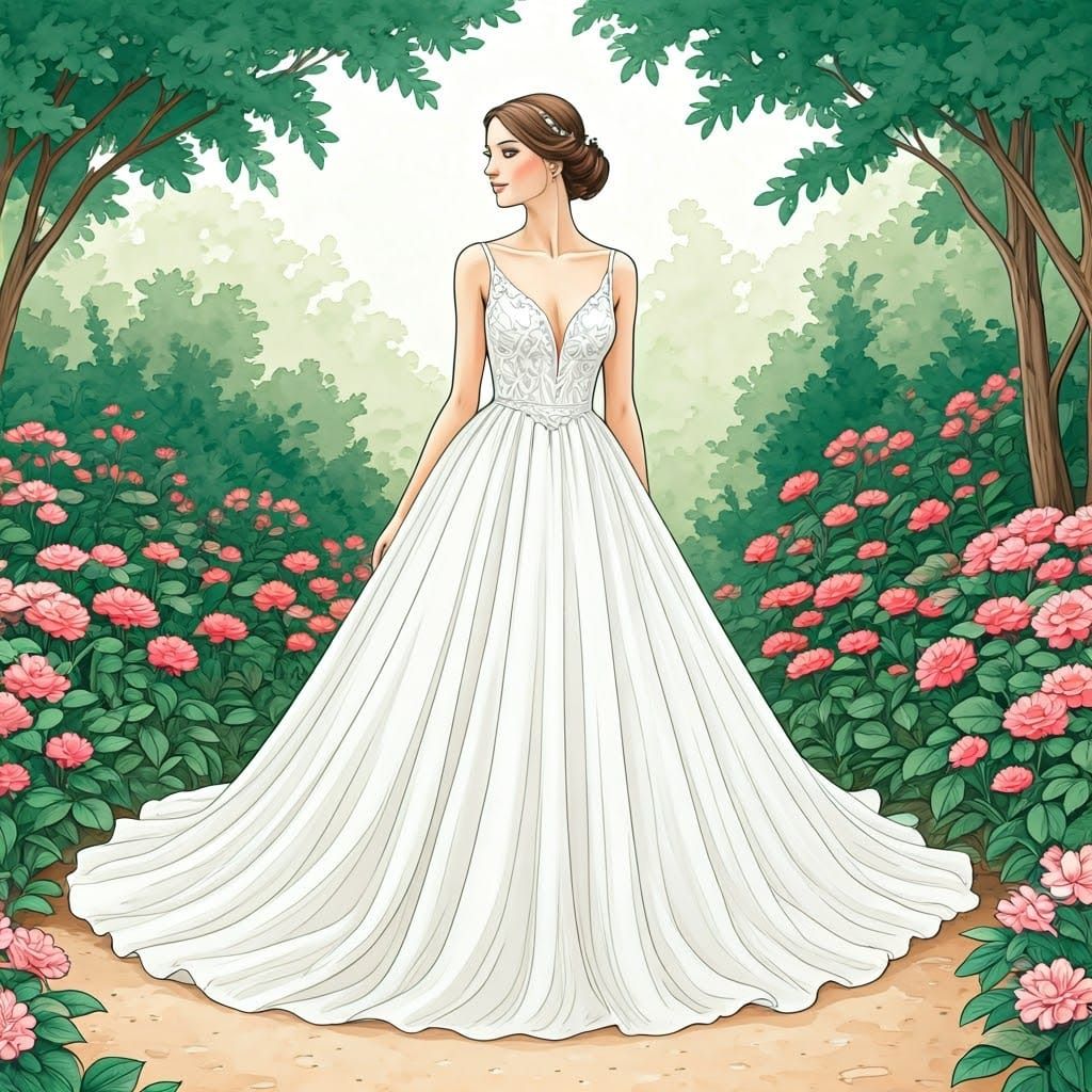 Ethereal Art Nouveau Bride in Whimsical Watercolor