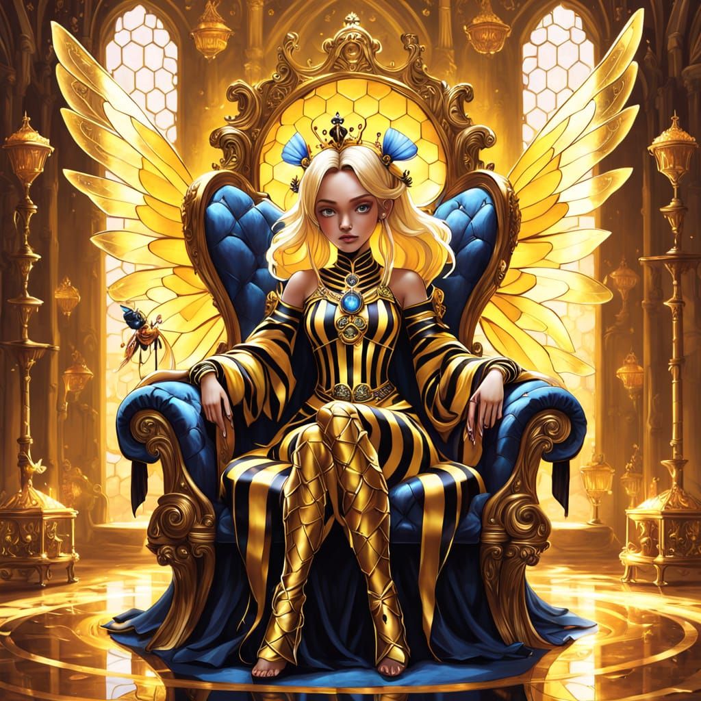 Regal Fantasy Queen Bee in Honeycomb Throne Room