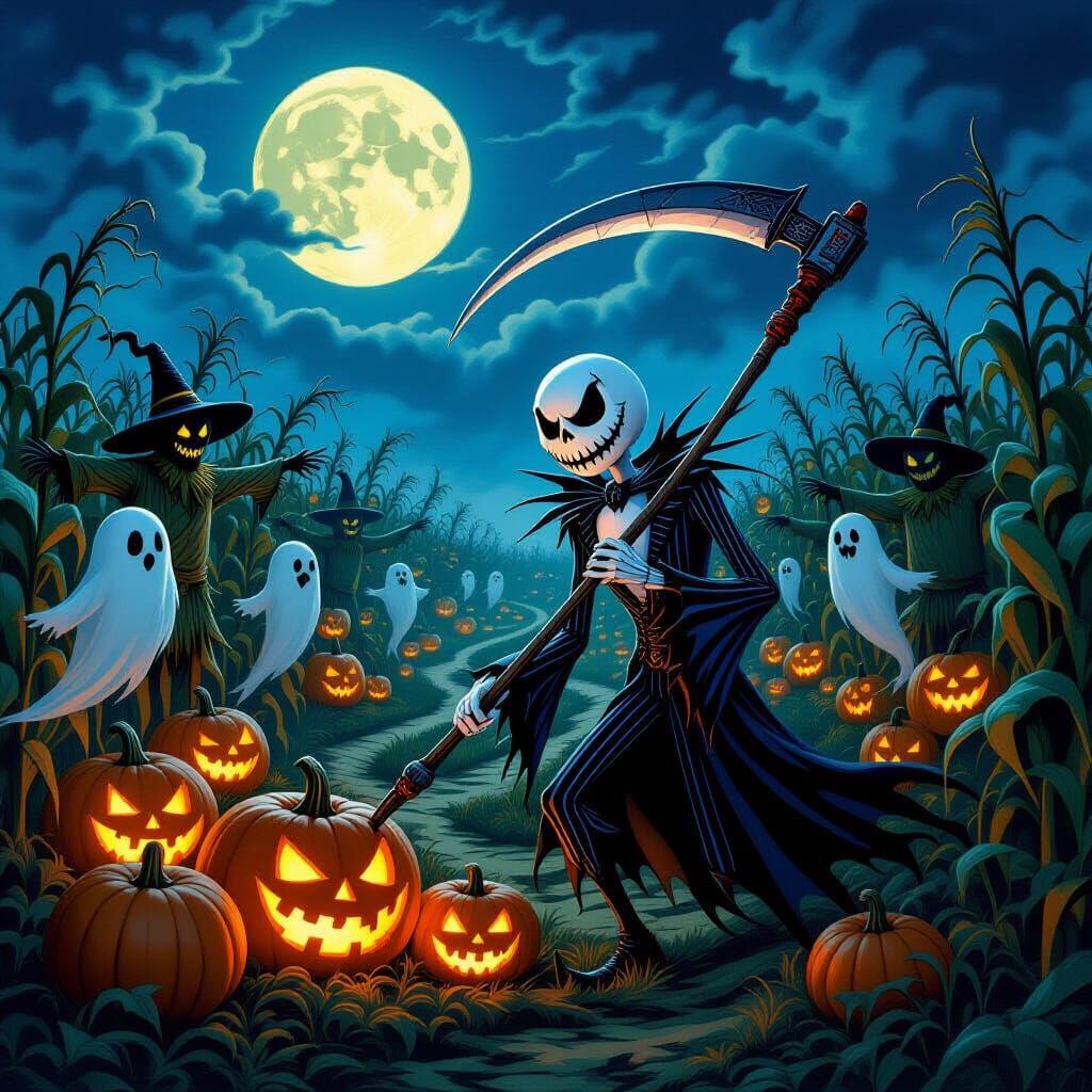 Nightmare Harvest Festival: Jack Skellington in Moonlit Pump...