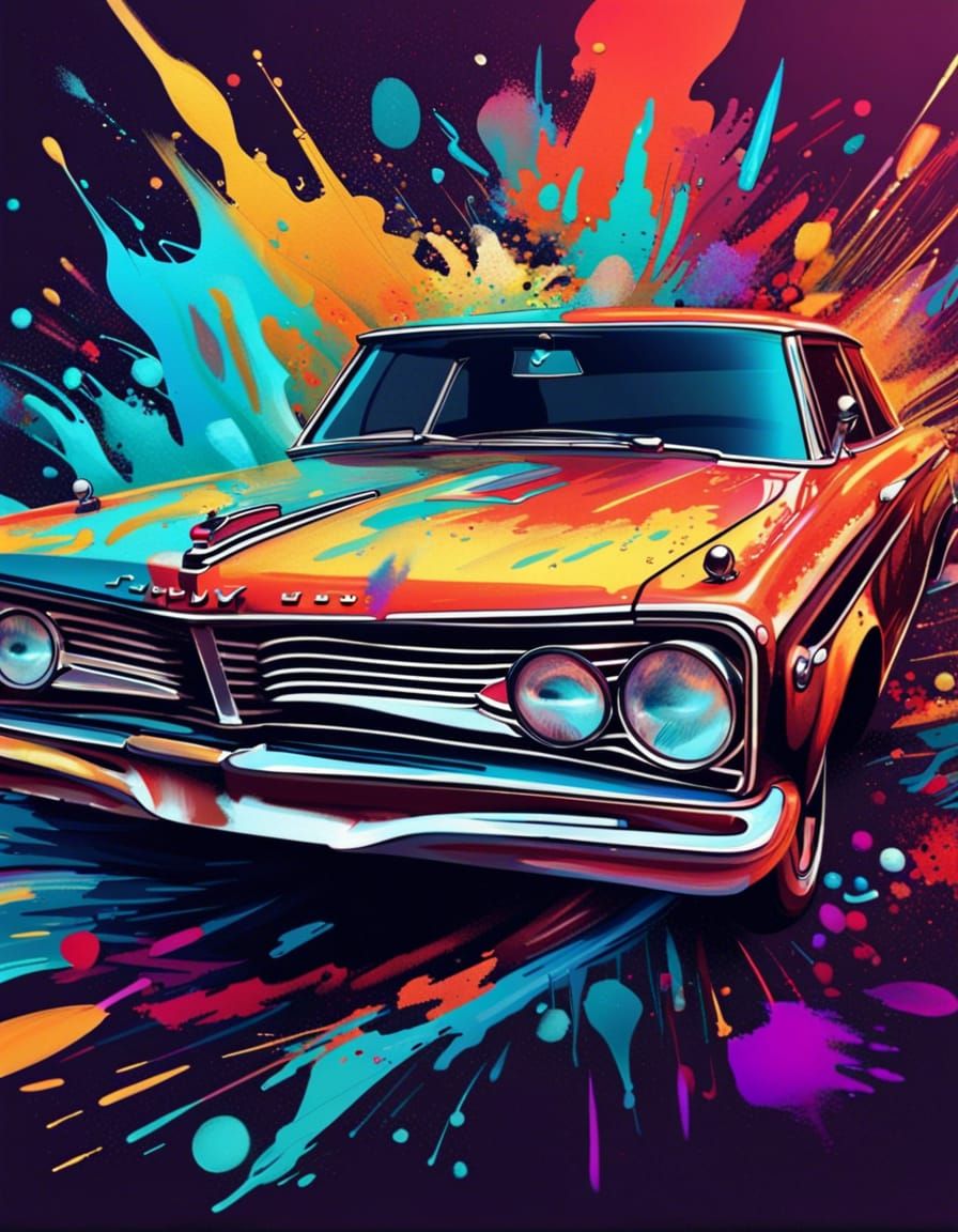 1964 Plymouth Sport Fury Poster in Vector Art