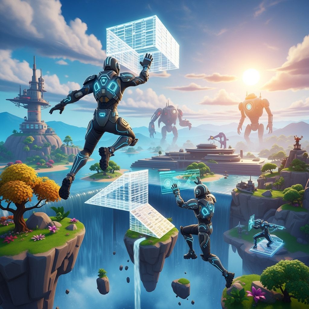Epic Fortnite-Style Battle Scene with Futuristic Armor