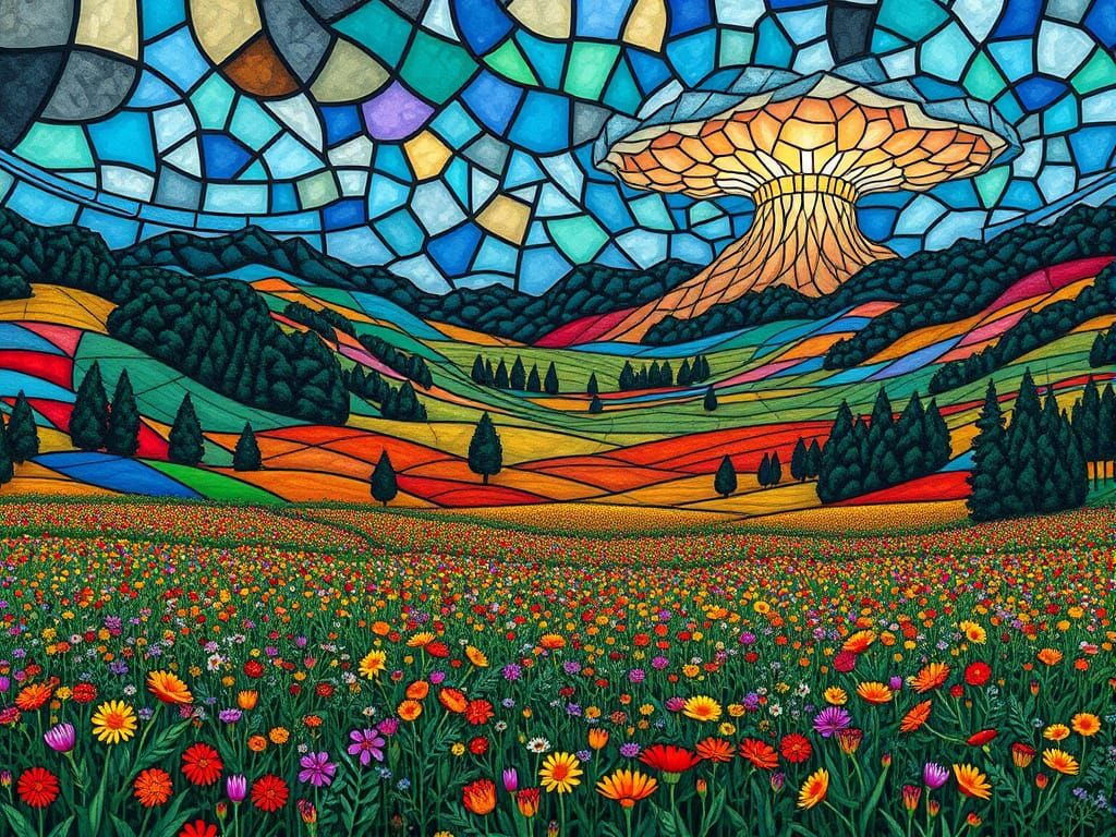 Tanuki National Park: Abstract Stained Glass Landscape