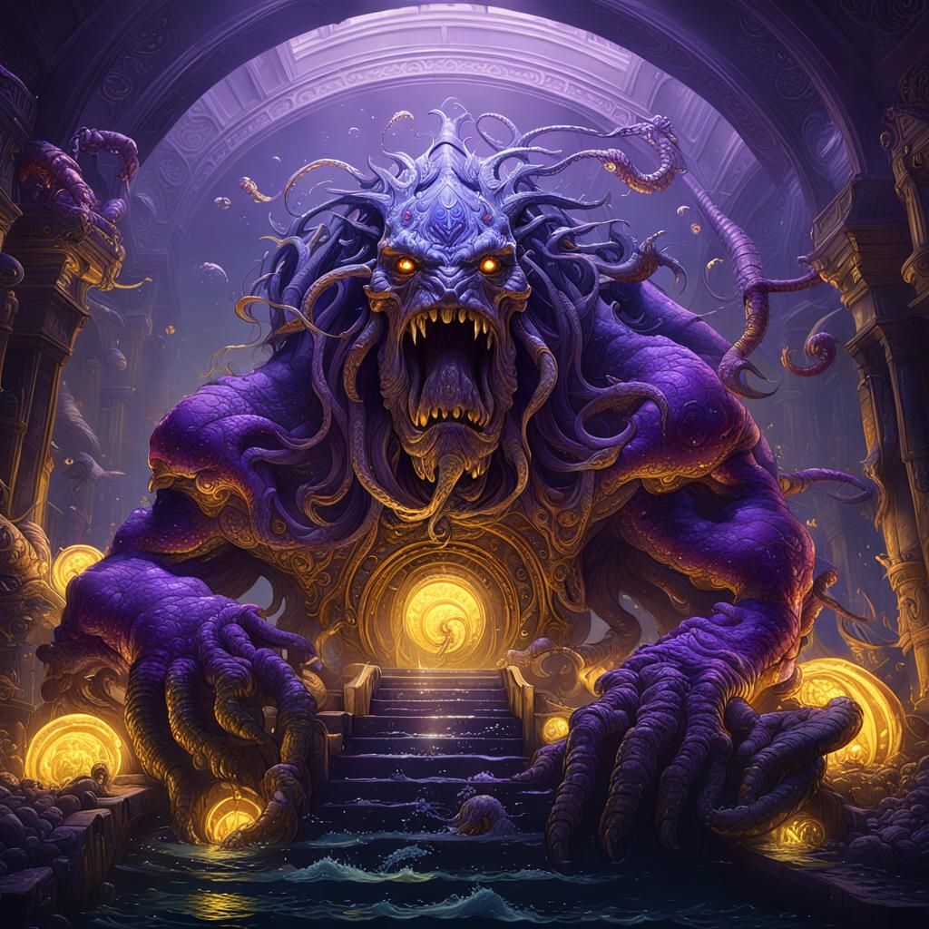 Epic Kraken in Dark Fantasy Style