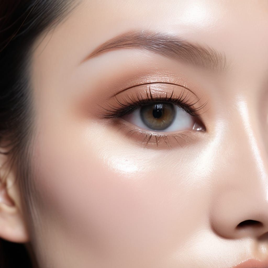 Japanese Woman's Dewy Eye Makeup, Beauty Editorial