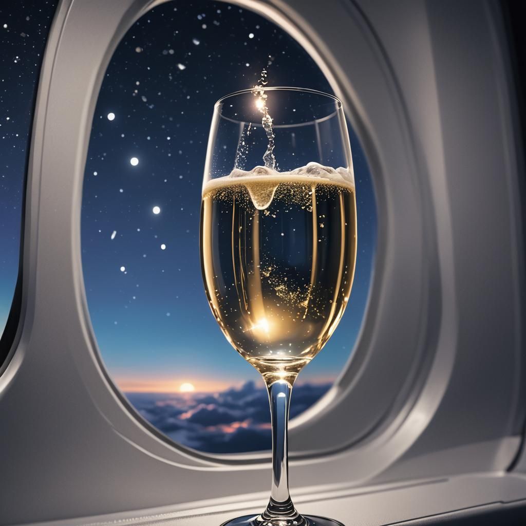 Champagne Under Moonlight: Ethereal Flight Concept Art