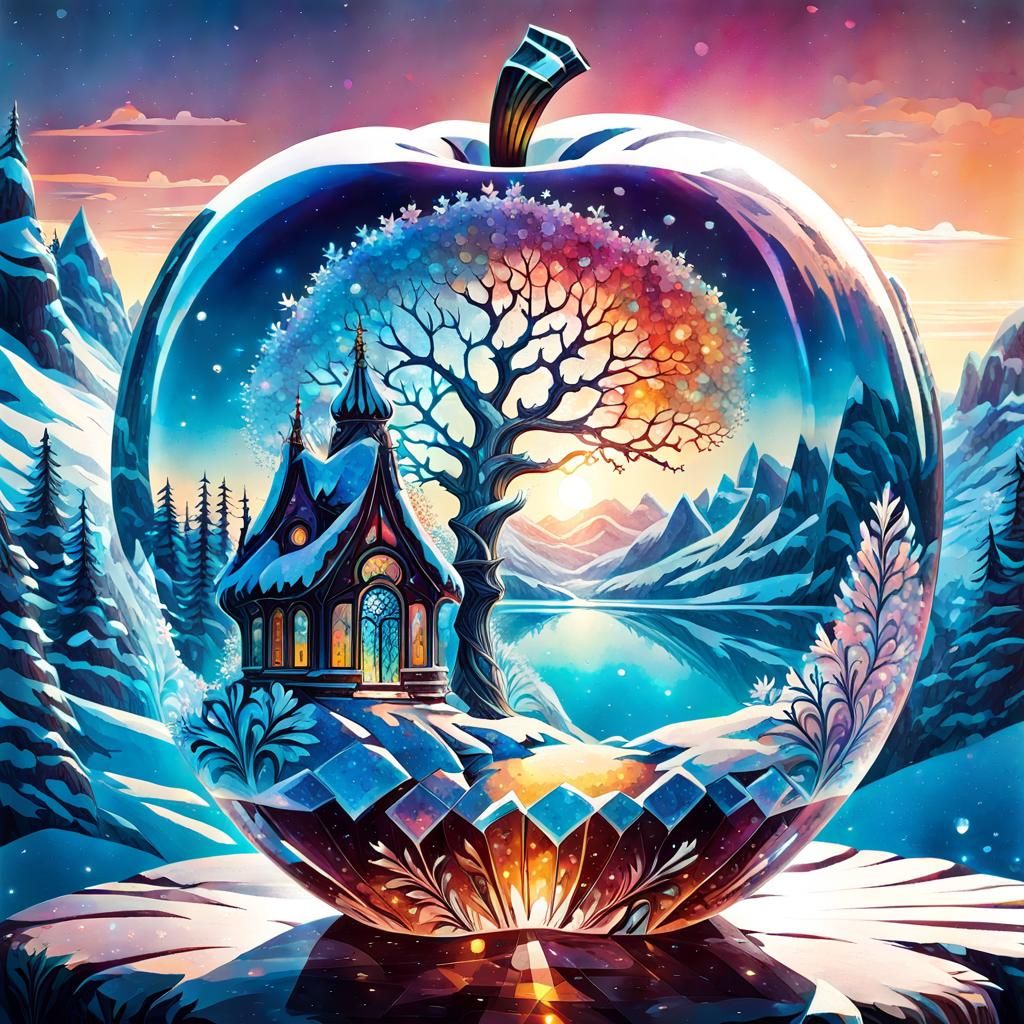 Crystal Apple: A Hyperdetailed Fantasy World Illustration