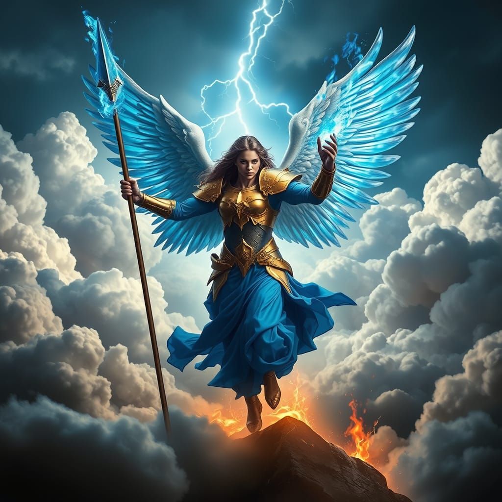 Archangel with Spear of Blue Fire