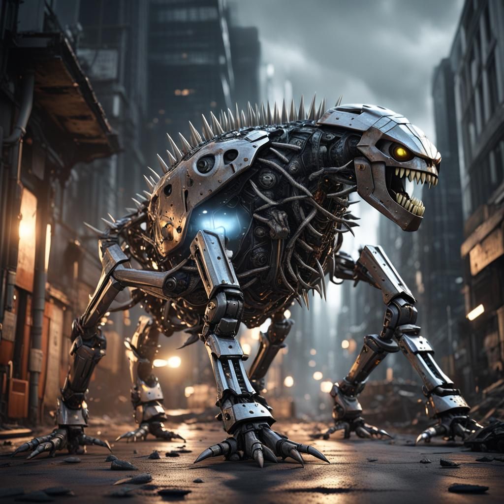 Realistic Sci-Fi Creature with Spikes and Long Teeth