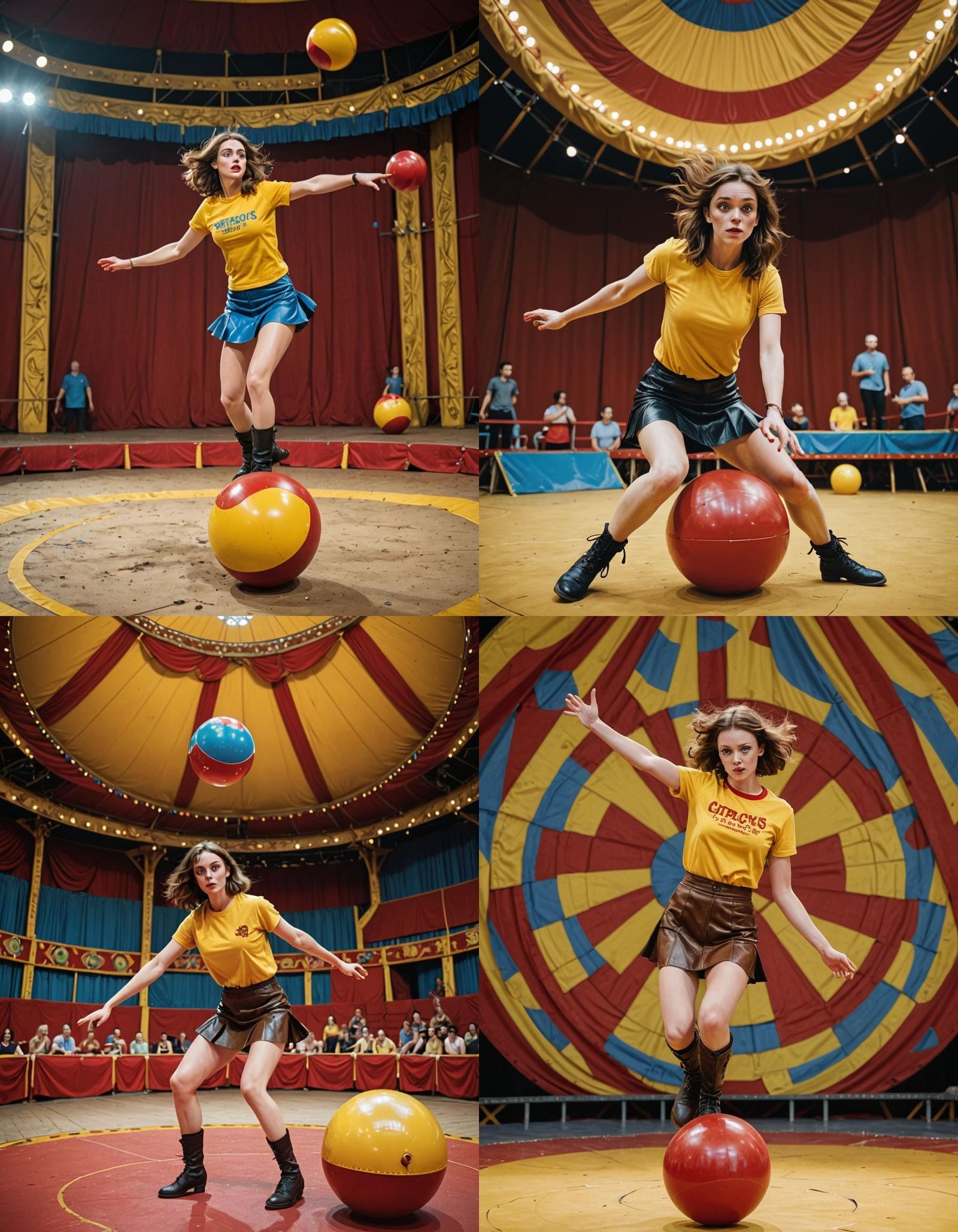 Circus Performer Balancing on Red Ball