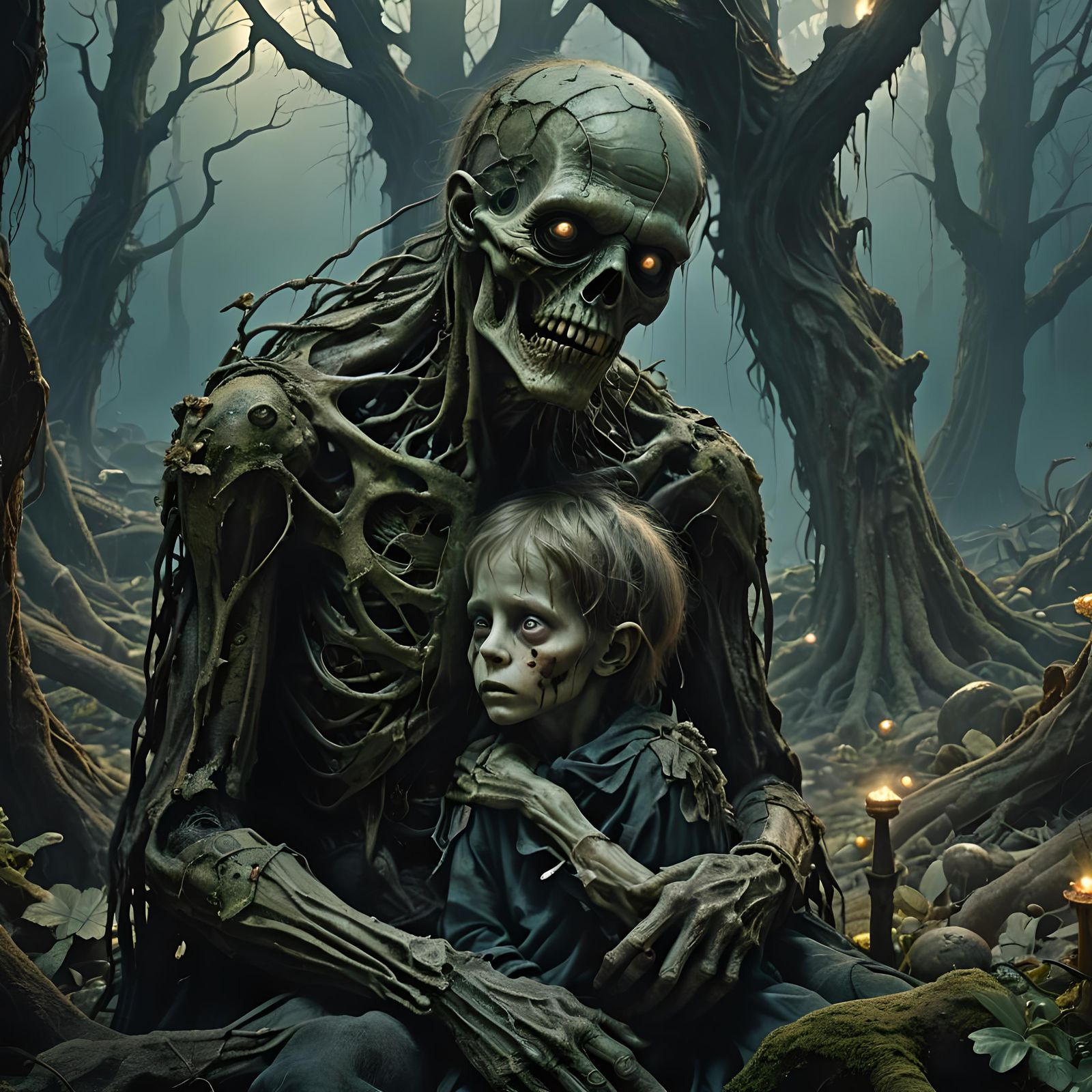 Fantastical Zombie Parent in Detailed Matte Painting