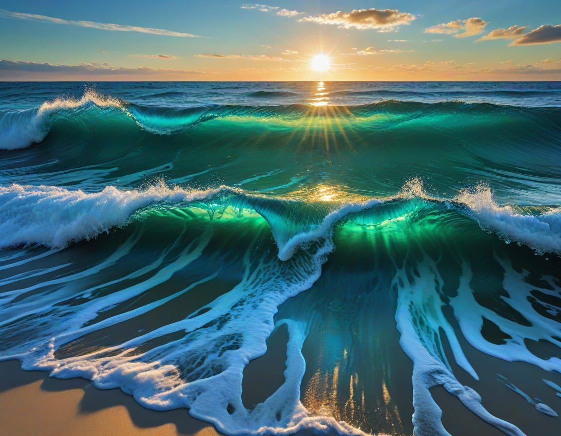 Endless Azure Ocean with Radiant Sunlit Sky