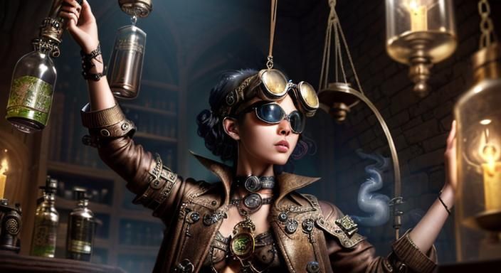 Steampunk Alchemist in Surreal Editorial Fashion