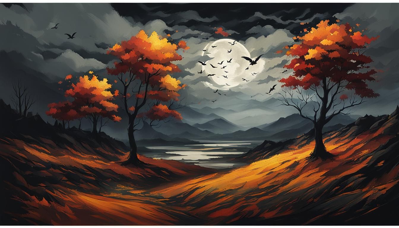 Dark Autumn Windswept Landscape
