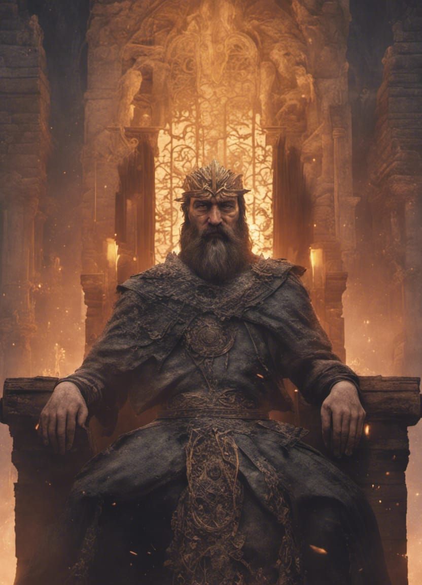 Anglo-Saxon King in Dystopian Throne Room