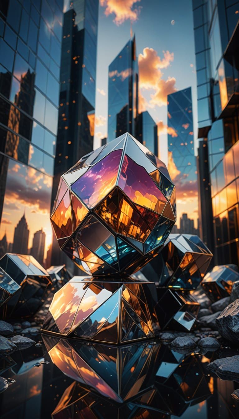 Chrome and Crystal Building in Fantasy Concept Art