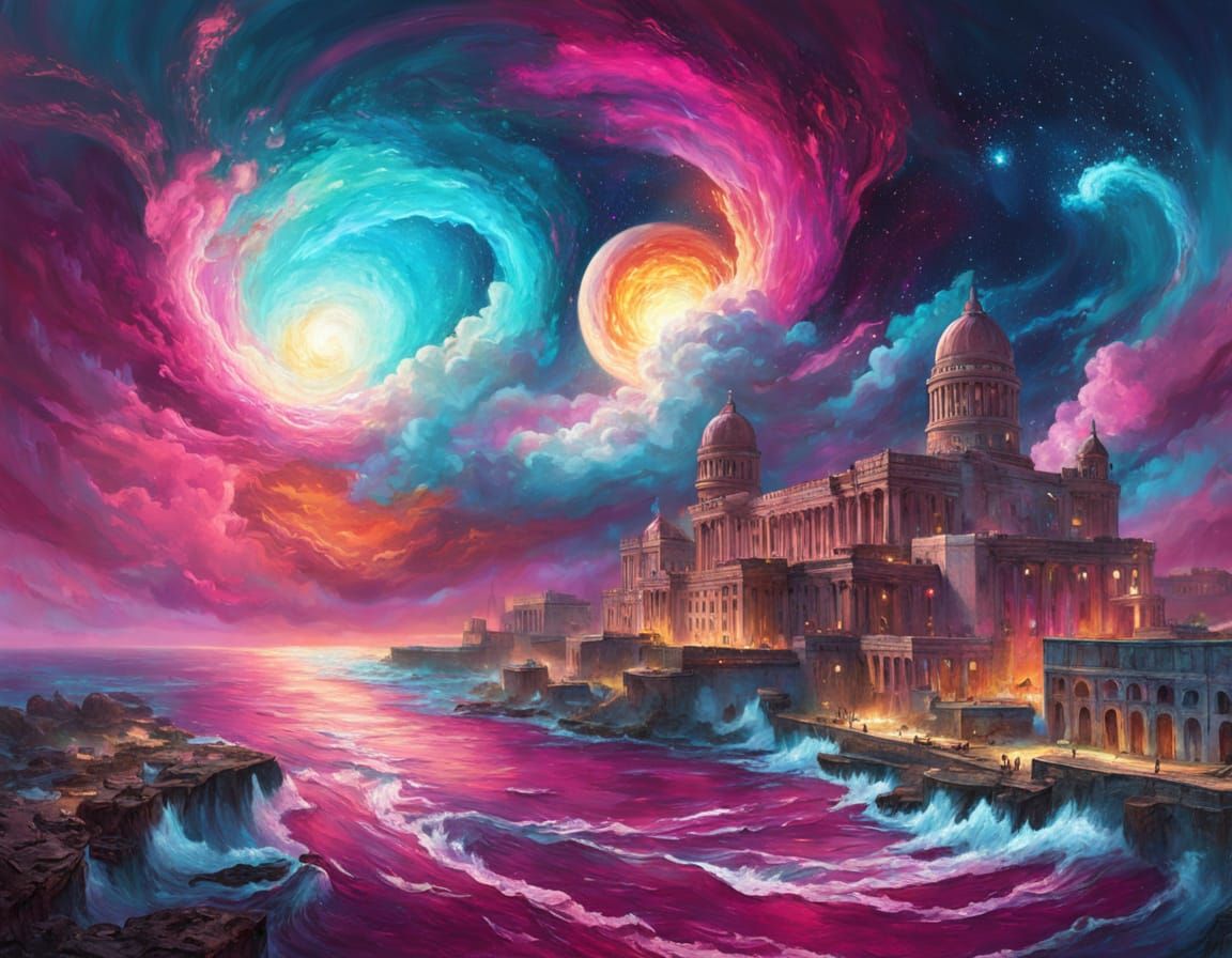 Vibrant Havana Seascape Under Auroracore Sky