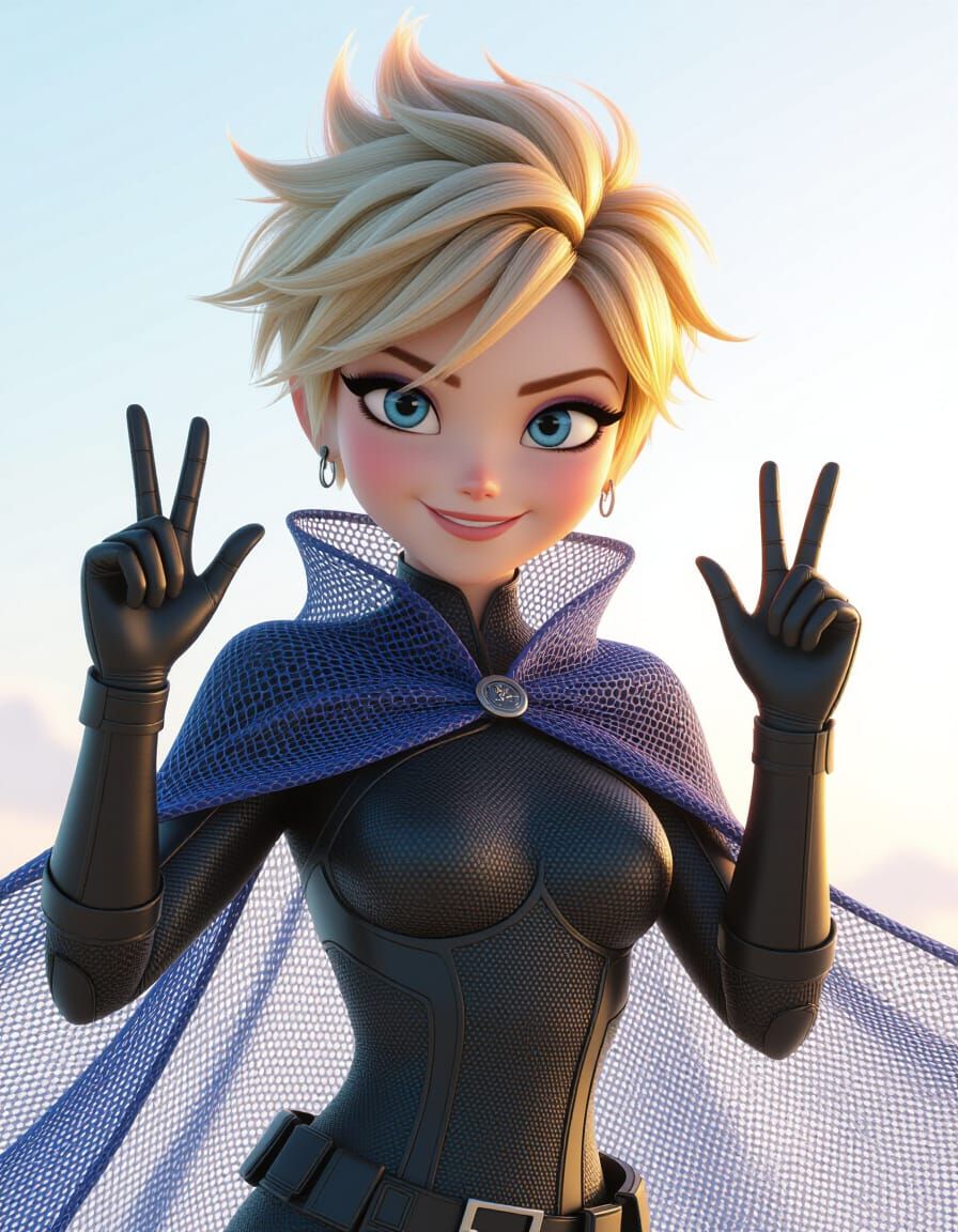 Futuristic Heroine Portrait in Pixar Cinematic Style