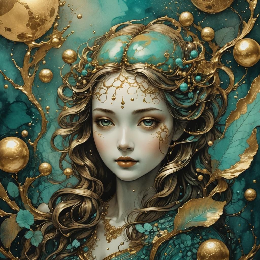 Venusian Life in Sumi-e Style Pop Art