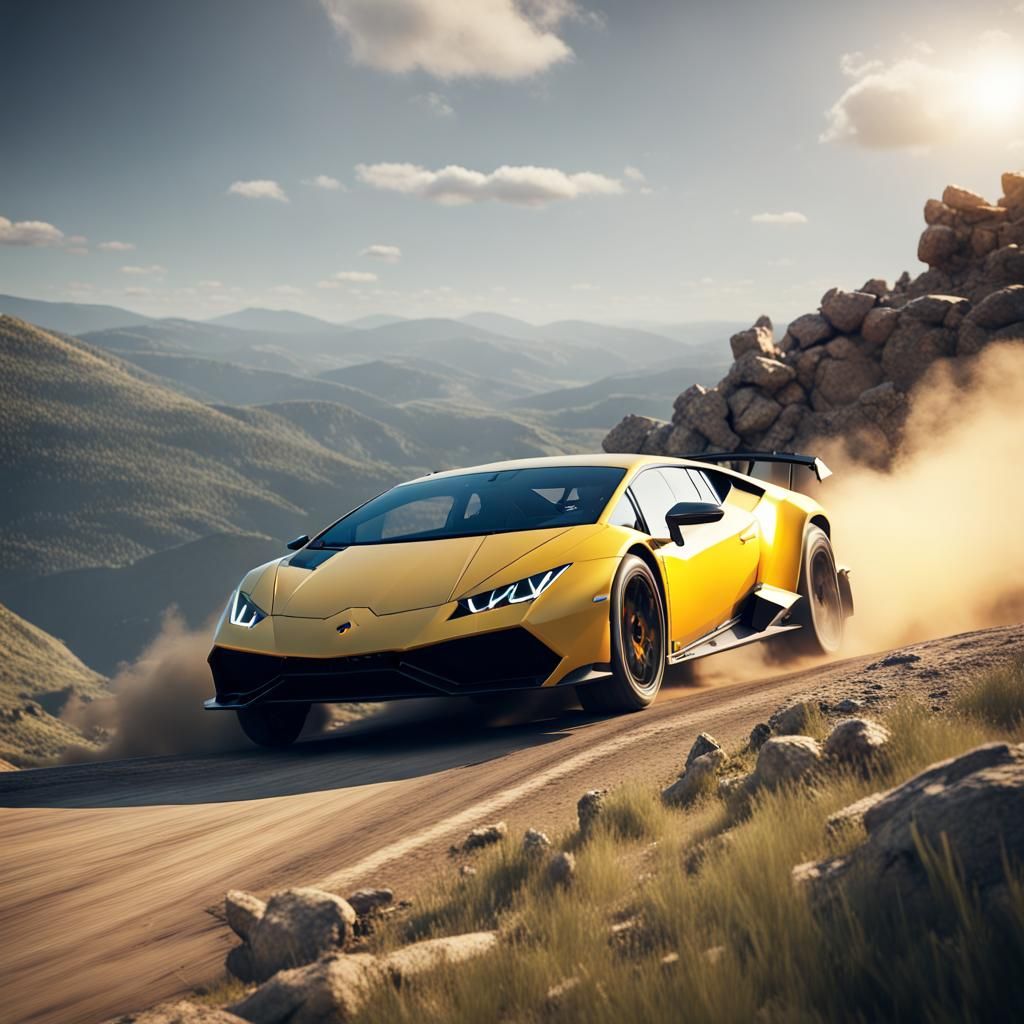Lamborghini Huracan Sterrato on Mountain Road in 3D