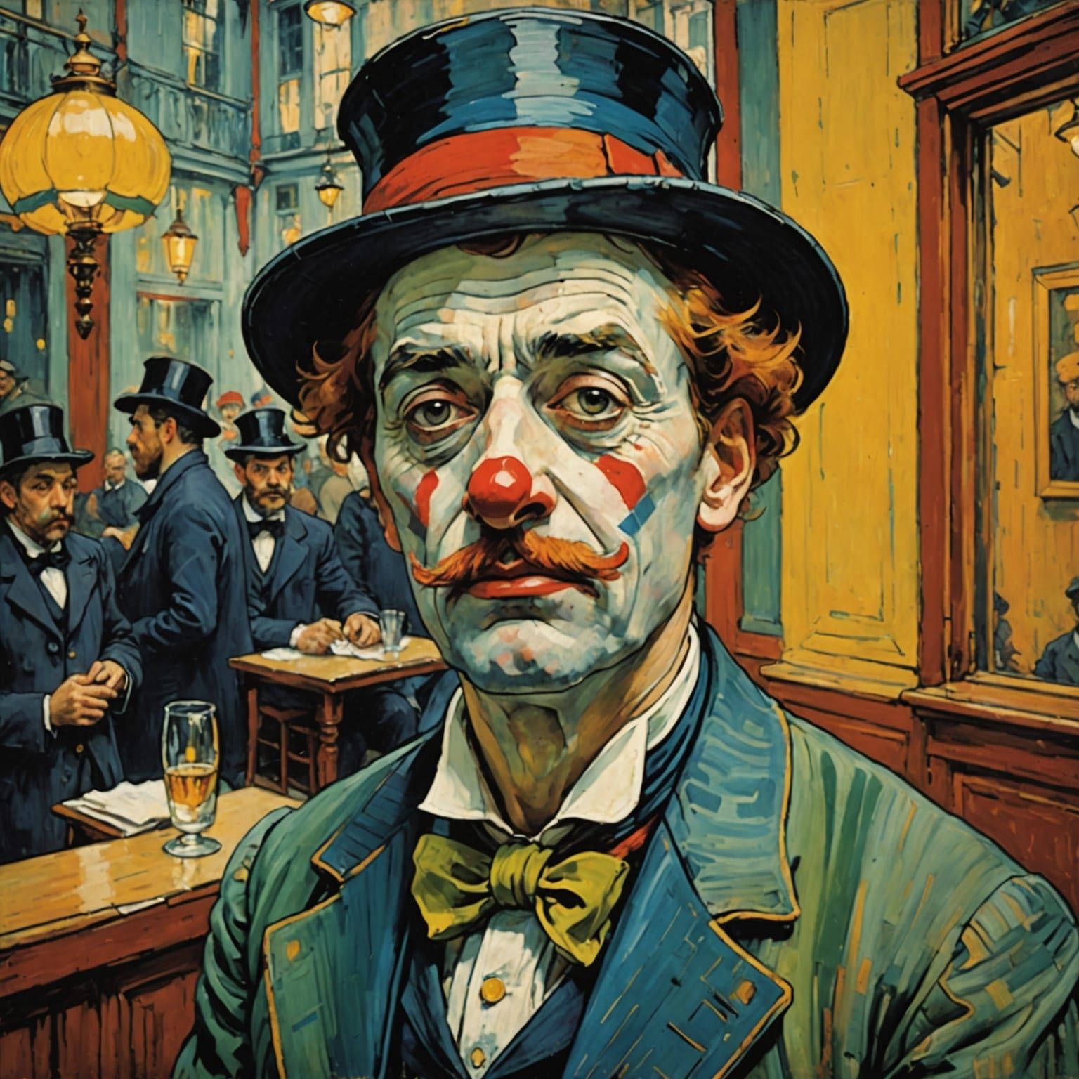 Sad Clown in the Style of Toulouse-Lautrec