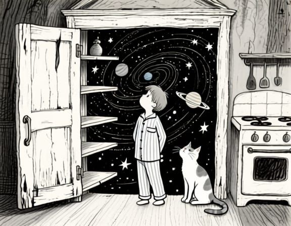 Galactic Cupboard Door in Whimsical Gothic Style