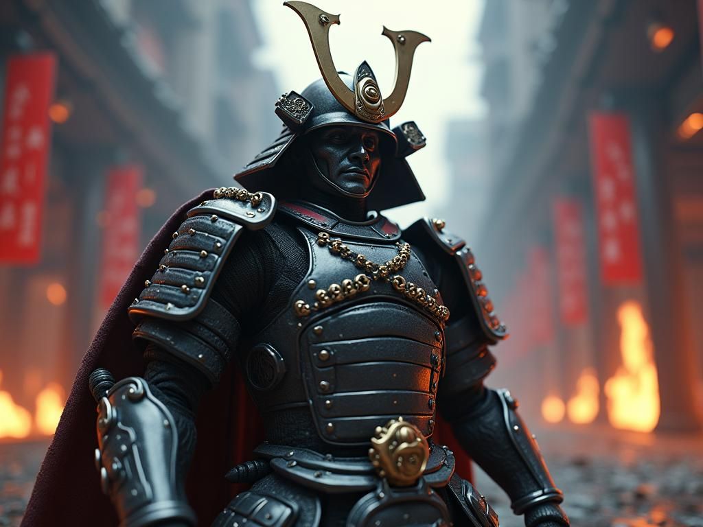 High-Tech Samurai in Sci-Fi Epic, 3D Render