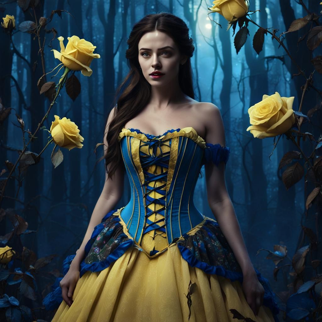 Gothic Fairytale Belle in Dark Forest Portrait