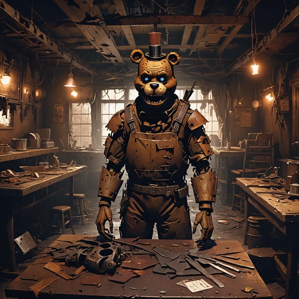 Freddy Fazbear in Dimly Lit Restaurant: Concept Art