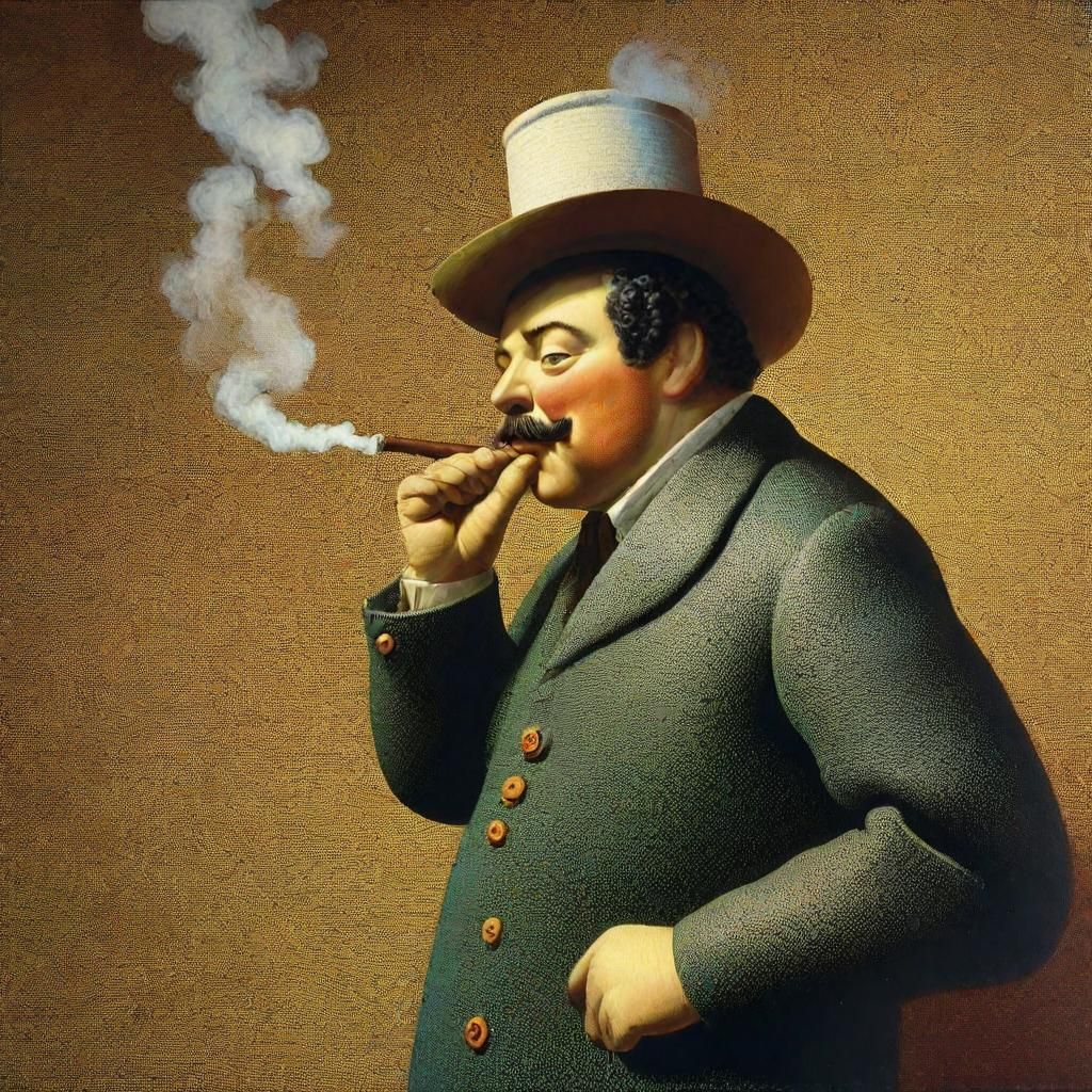 Sailor Smoking a Surreal Pipe as Pointillism