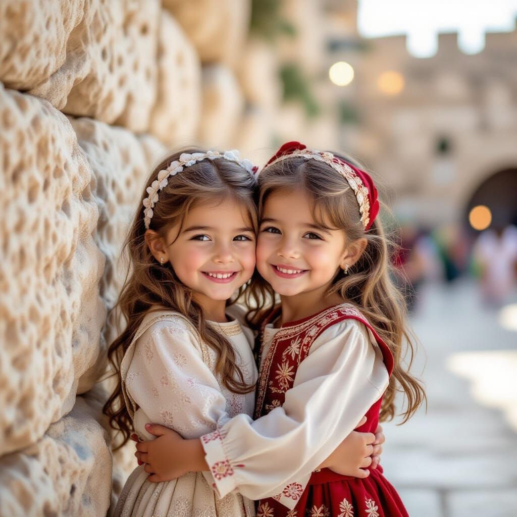 Girls at Western Wall in Leibovitz Style Photography