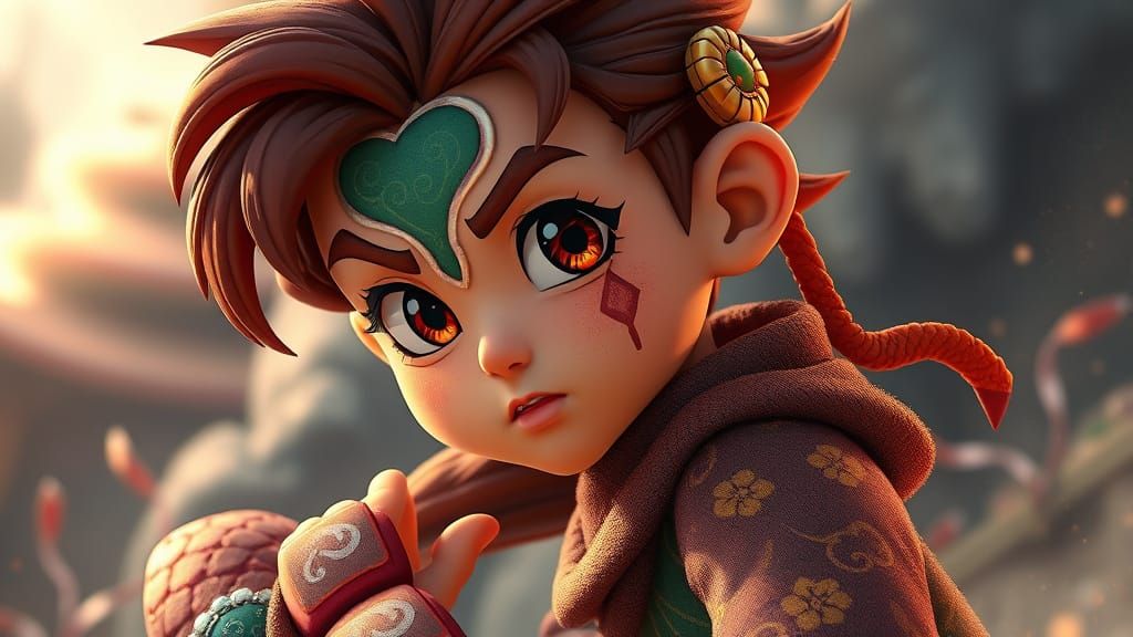 Dramatic 2D Cartoon Character in Disney-Pixar Style