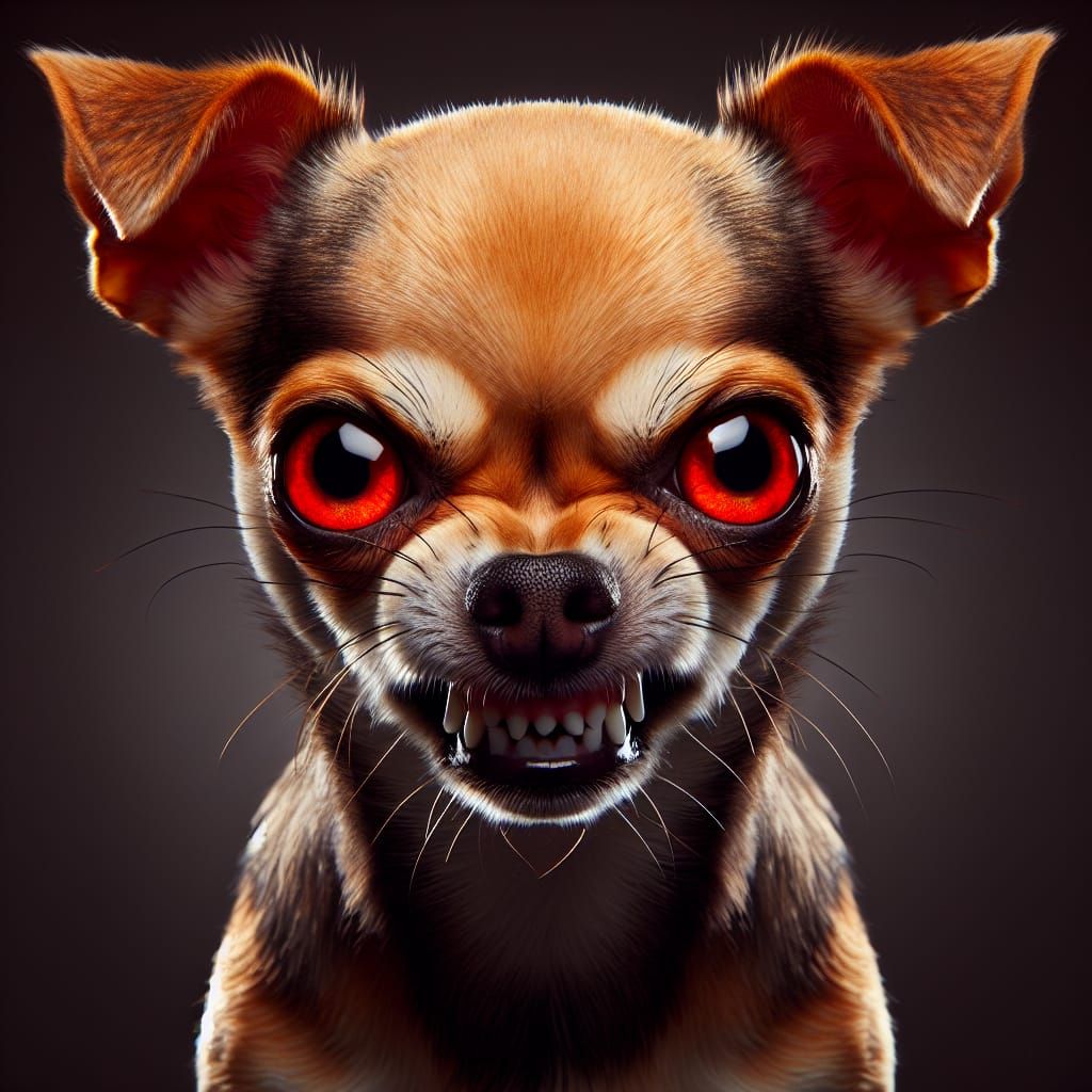 Fierce Chihuahua with Striking Crimson Red Eyes