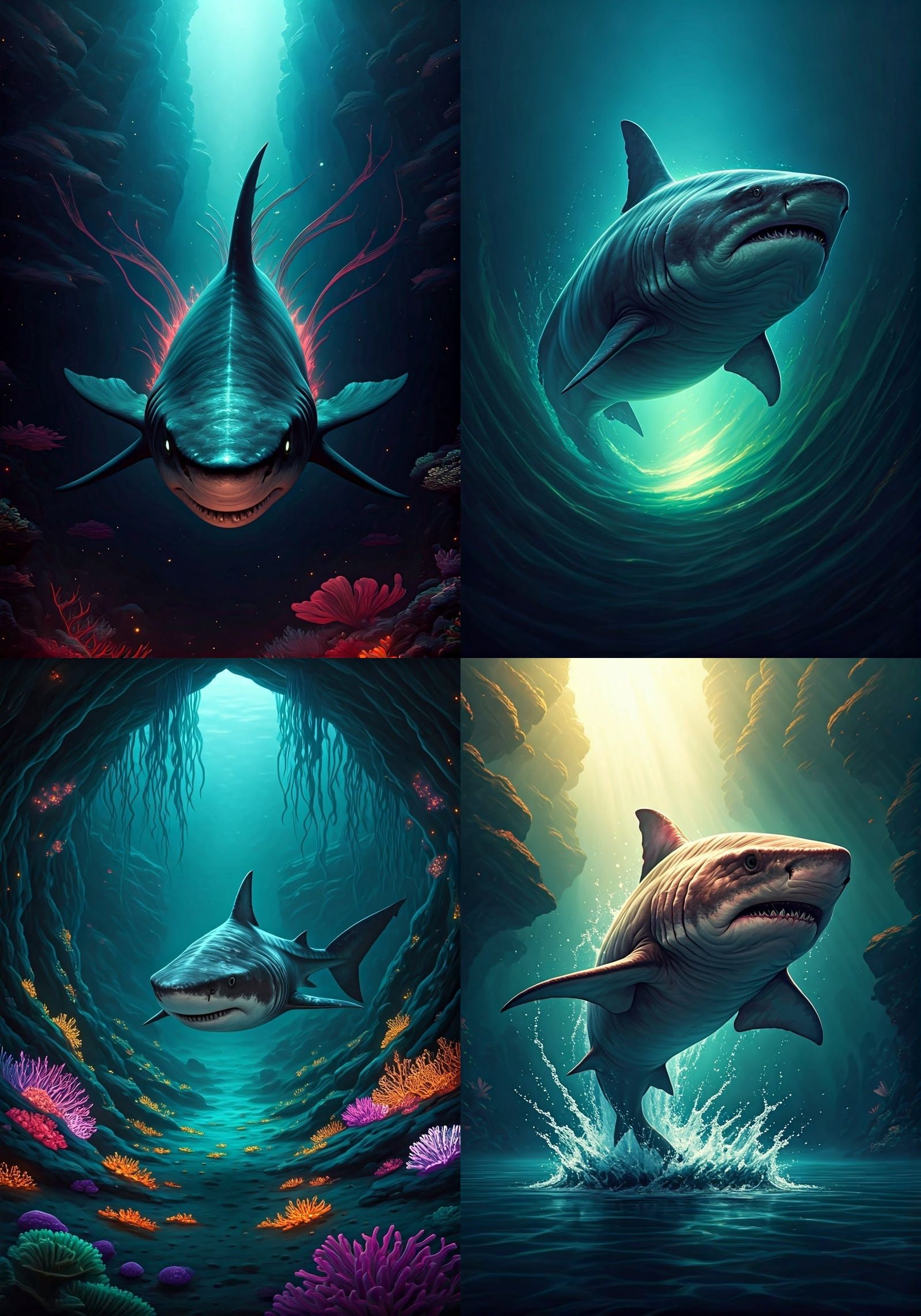 Fantastical Goblin Shark Card in Deep Color