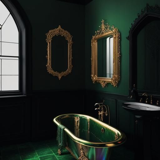 Elegant Emerald green gothic victorian bathroom
