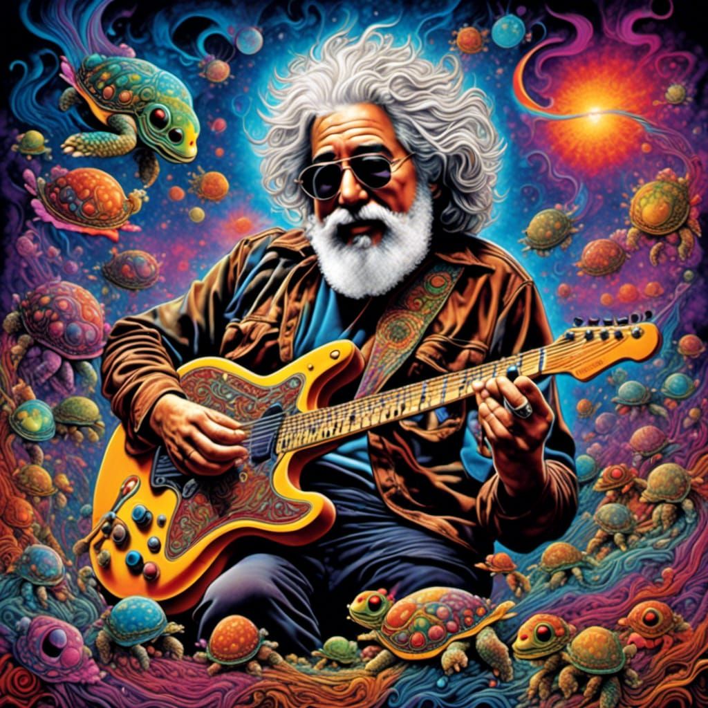 Jerry Garcia Shreds Terrapin Station: Mixed Media Art