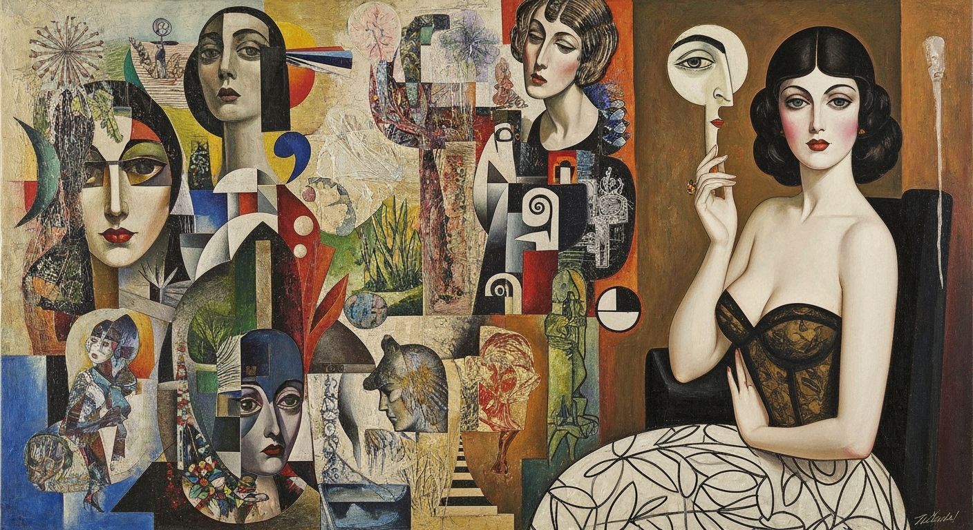Surrealist Collage Art Deco Portraiture