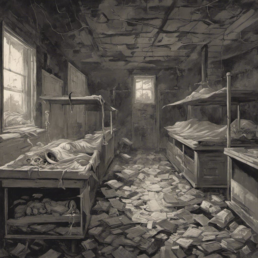 Sinister Abandoned Morgue in Gothic Horror Style