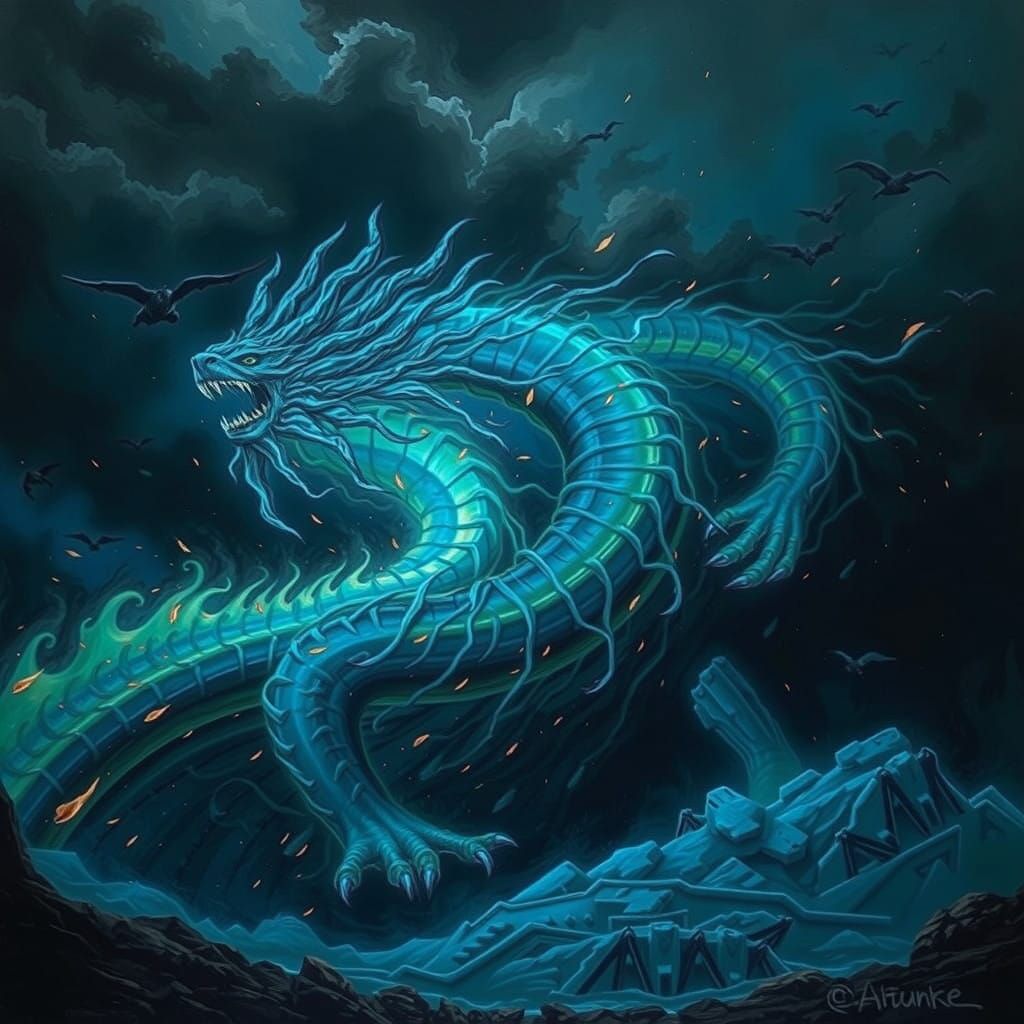 Vibrant Whirlwind of Fiery Chaos, Inspired by Syd Mead and H...