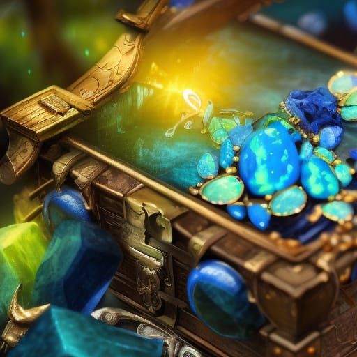 Opulent Treasure Chest with Jewels in Fantasy Art