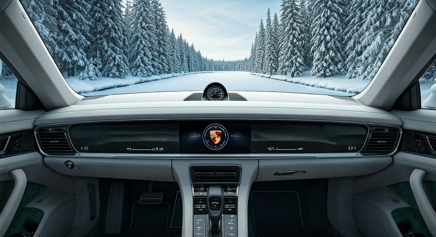 Porsche Dashboard with Snow Forest View