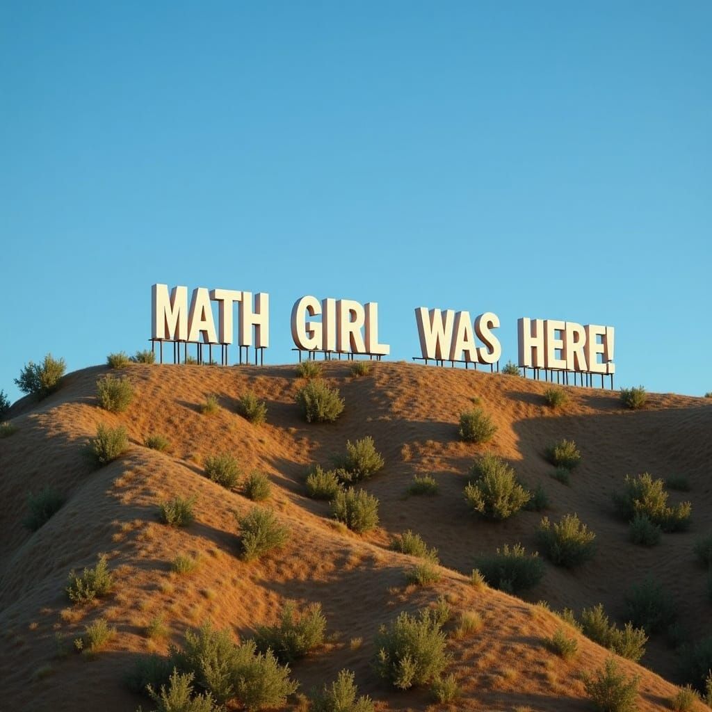 Sunny California Hillside Billboard: "Math Girl was Here!"