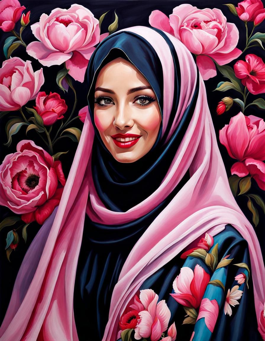 Elegant Hijabi Portrait in Gothic Noir Style
