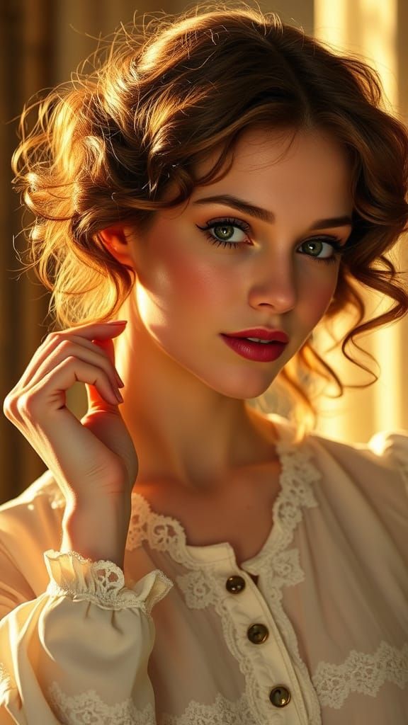 Elegant Young Woman in Warm Golden Light