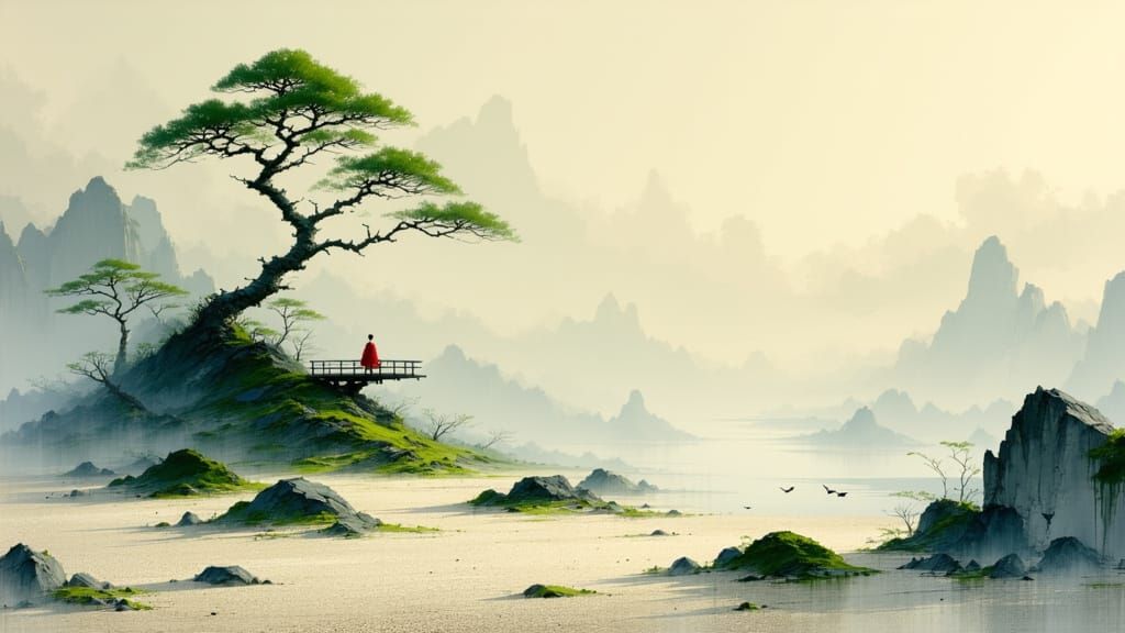 Classical Chinese Zen Garden Scene