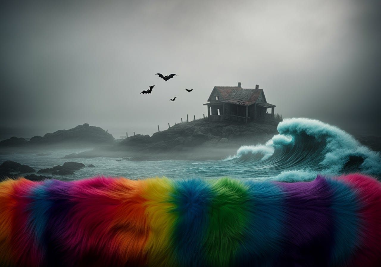 Eerie Haunted Coastal Village in Assemblage Style